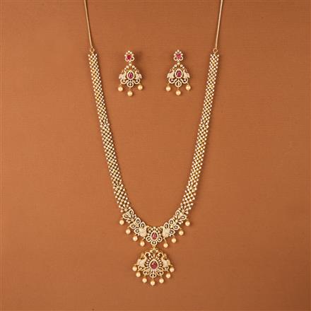 Cubic Zirconia South Indian Necklace Set With Gold Plating
