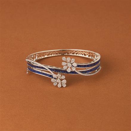 Cubic Zirconia Classic Kada With Rhodium Plating