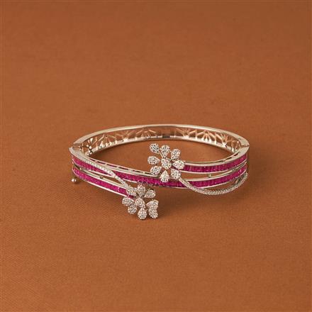 Cubic Zirconia Classic Kada With Rhodium Plating