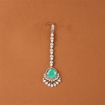 Cubic Zirconia Classic Tikka With Rhodium Plating