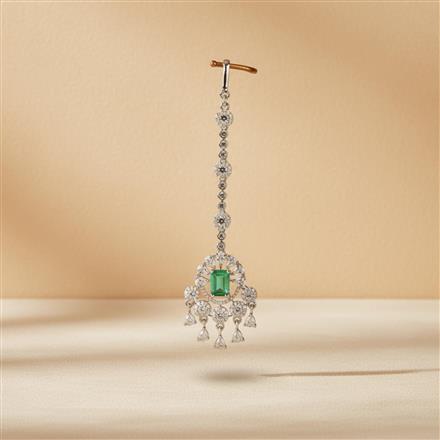 Cubic Zirconia Classic Tikka With Rhodium Plating
