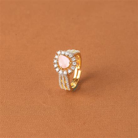 Cubic Zirconia Adjustable Ring With 2 Tone Plating