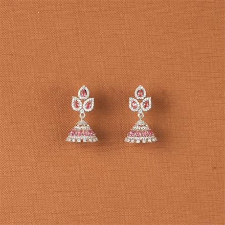 Cubic Zirconia Delicate Jhumki With Rhodium Plating