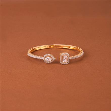 Cubic Zirconia Delicate Kada With Black Rose 2 Tone Rhodium Plating