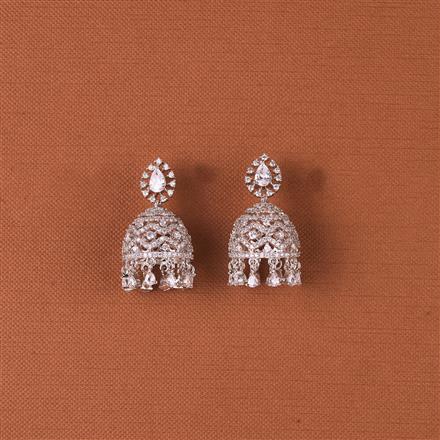 Cubic Zirconia Classic Jhumki With 2 Tone Rhodium Plating