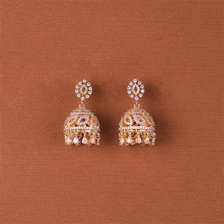 Cubic Zirconia Classic Jhumki With Mehndi 2 Tone Rhodium Plating