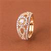 Cubic Zirconia Adjustable Ring With Mehndi 2 Tone Rhodium Plating