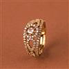Cubic Zirconia Adjustable Ring With Mehndi 2 Tone Rhodium Plating