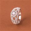 Cubic Zirconia Adjustable Ring With Mehndi 2 Tone Rhodium Plating