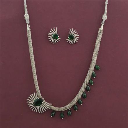 American Diamond Classic Pendant Set With Rhodium Plating