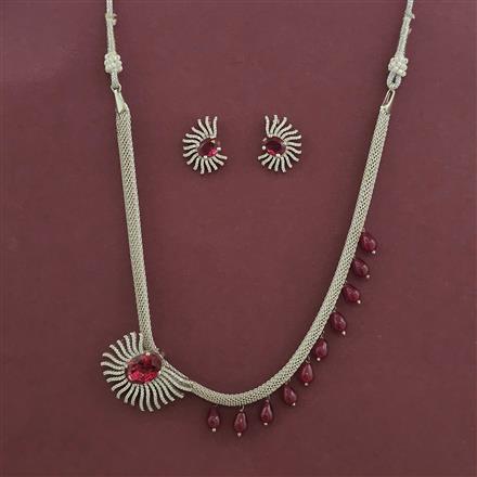 American Diamond Classic Pendant Set With Rhodium Plating