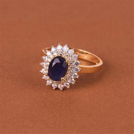 Cubic Zirconia Adjustable Ring With 2 Tone Plating