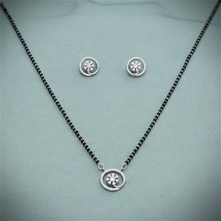 Cz Tanmaniya Mangalsutra With Rhodium 2 Tone Plating