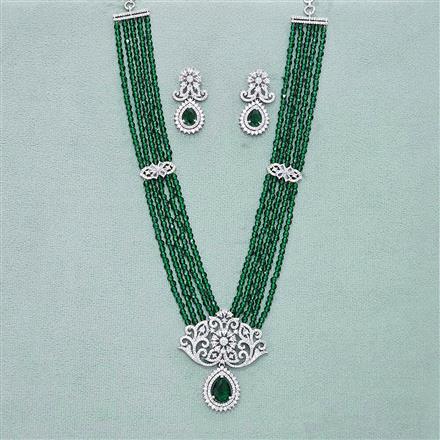 Cz Classic Pendant Set With Rhodium Plating