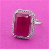 Cubic Zirconia Adjustable Ring With Rhodium Plating