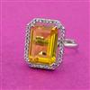 Cubic Zirconia Adjustable Ring With Rhodium Plating
