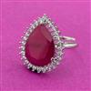Cubic Zirconia Adjustable Ring With Rhodium Plating