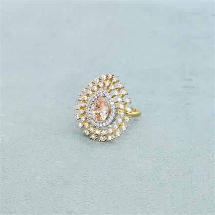 Cz Adjustable Ring With 2 Tone Plating