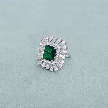 Cz Classic Ring With Rhodium Plating