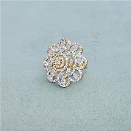 Cz Classic Ring With Rhodium 2 Tone Plating