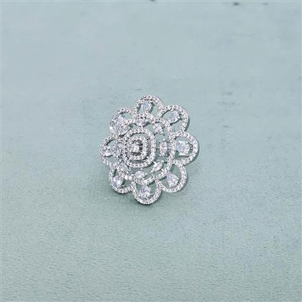Cz Classic Ring With Rhodium 2 Tone Plating