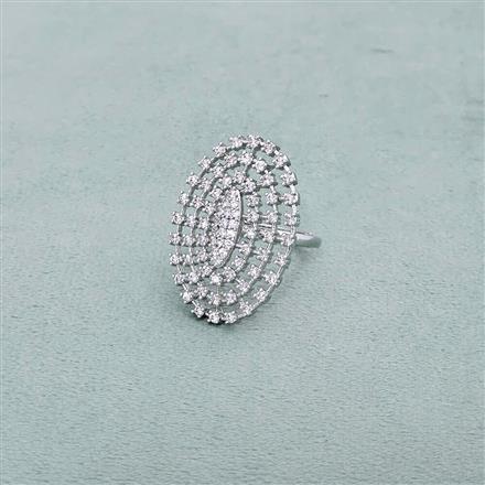 Cz Classic Ring With Rhodium 2 Tone Plating