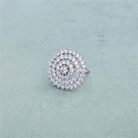 Cz Adjustable Ring With Rhodium 2 Tone Plating
