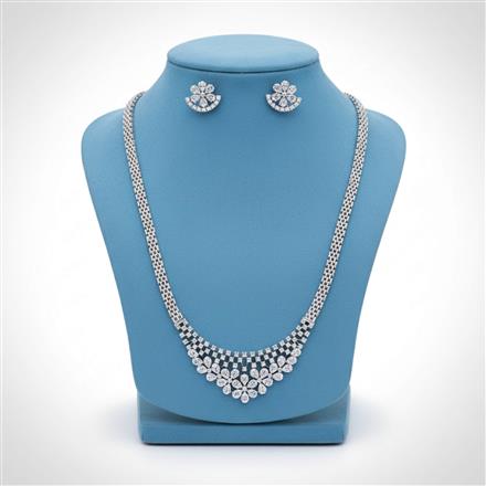 Cz Classic Pendant Set With Rhodium 2 Tone Plating