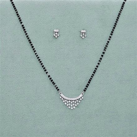 American Diamond Delicate Mangalsutra with Rhodium Plating 2 Tone Plating