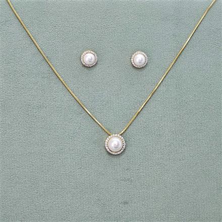 Cz Delicate Pendant Set With Rhodium 2 Tone Plating