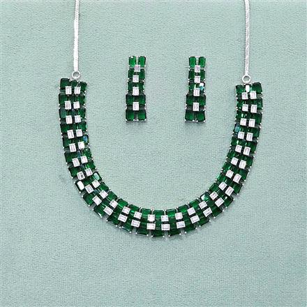 Cz Classic Necklace With Rhodium Plating