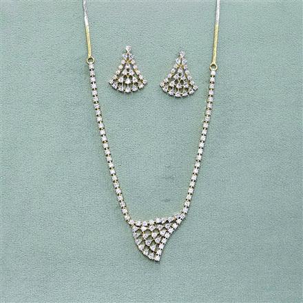 Cz Classic Necklace With Rhodium 2 Tone Plating