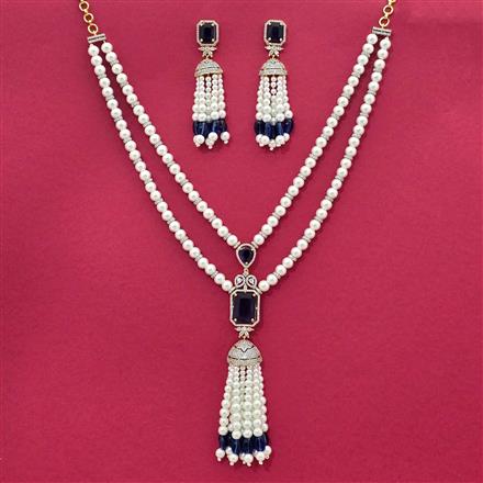 American Diamond Moti Pendant Set With 2 Tone Plating