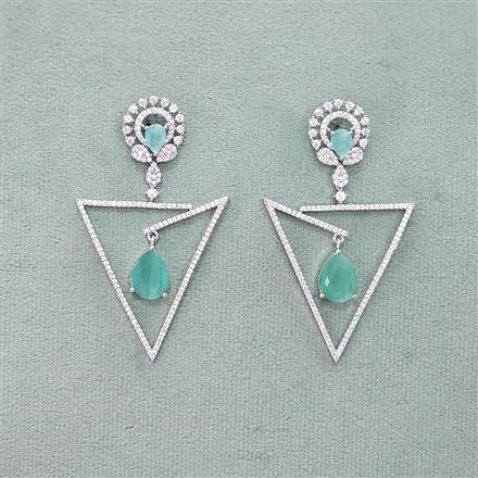 Cz Classic Earring With Rhodium Plating