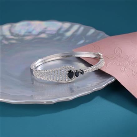 Cubic Zirconia Classic Kada With Rhodium Plating