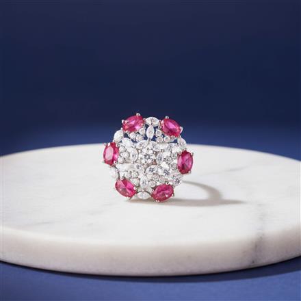 Cubic Zirconia Classic Ring With Rhodium Plating
