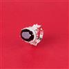 Cubic Zirconia Adjustable Ring With Rhodium Plating