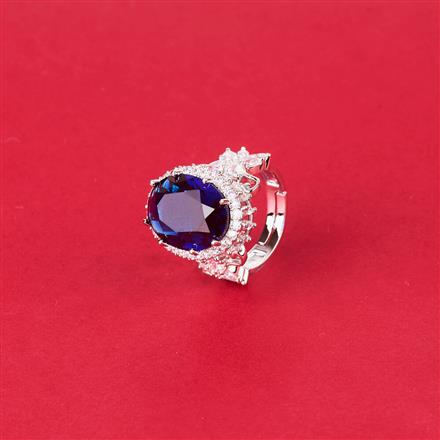 Cubic Zirconia Adjustable Ring With Rhodium Plating