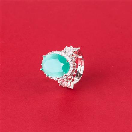 Cubic Zirconia Adjustable Ring With Rhodium Plating