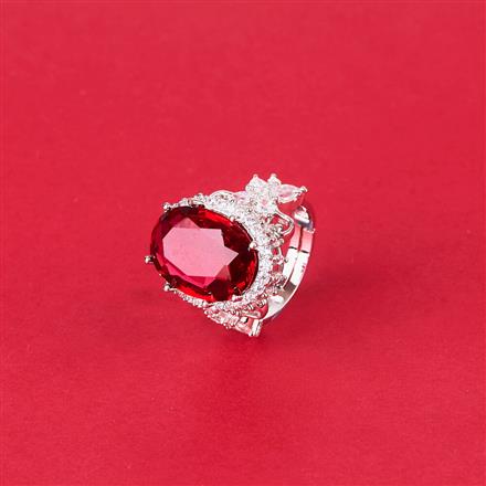Cubic Zirconia Adjustable Ring With Rhodium Plating