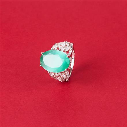 Cubic Zirconia Adjustable Ring With Rhodium Plating