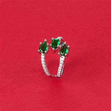 Cubic Zirconia Adjustable Ring With Rhodium Plating
