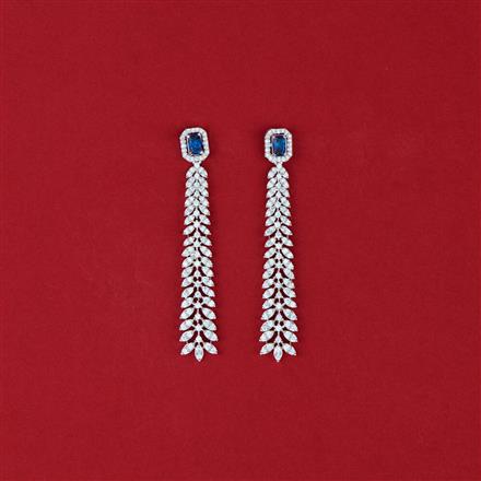 Cubic Zirconia Long Earring With Rhodium Plating