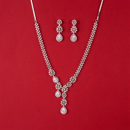 Cubic Zirconia Classic Necklace With Rhodium Plating