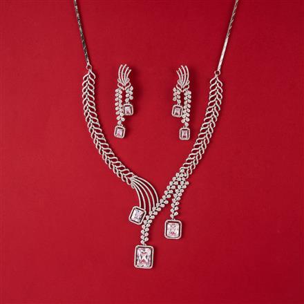 Cubic Zirconia Classic Necklace With Rhodium Plating