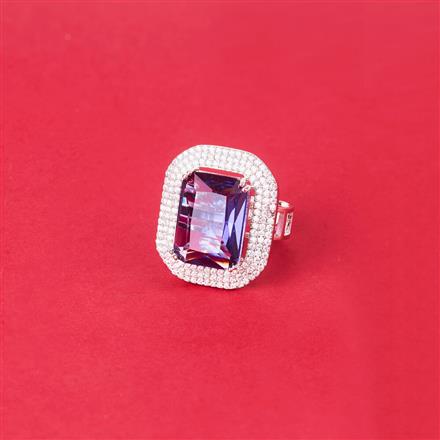 Cubic Zirconia Classic Ring With Rhodium Plating