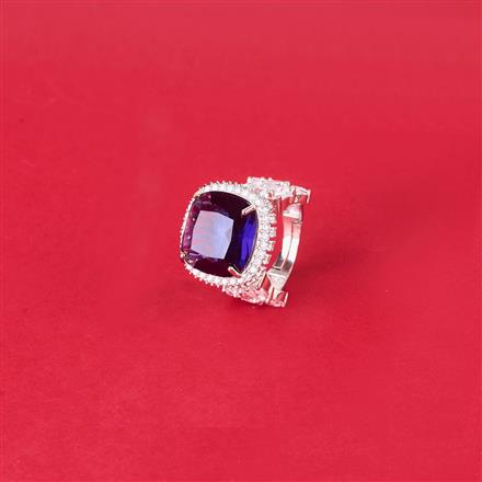 Cubic Zirconia Adjustable Ring With Rhodium Plating