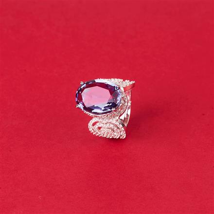 Cubic Zirconia Classic Ring With Rhodium Plating