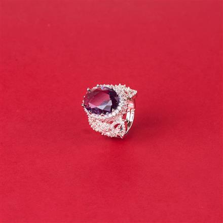 Cubic Zirconia Adjustable Ring With Rhodium Plating