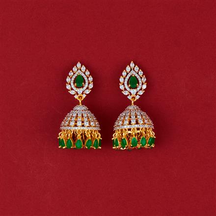 Cubic Zirconia Classic Jhumki With 2 Tone Plating